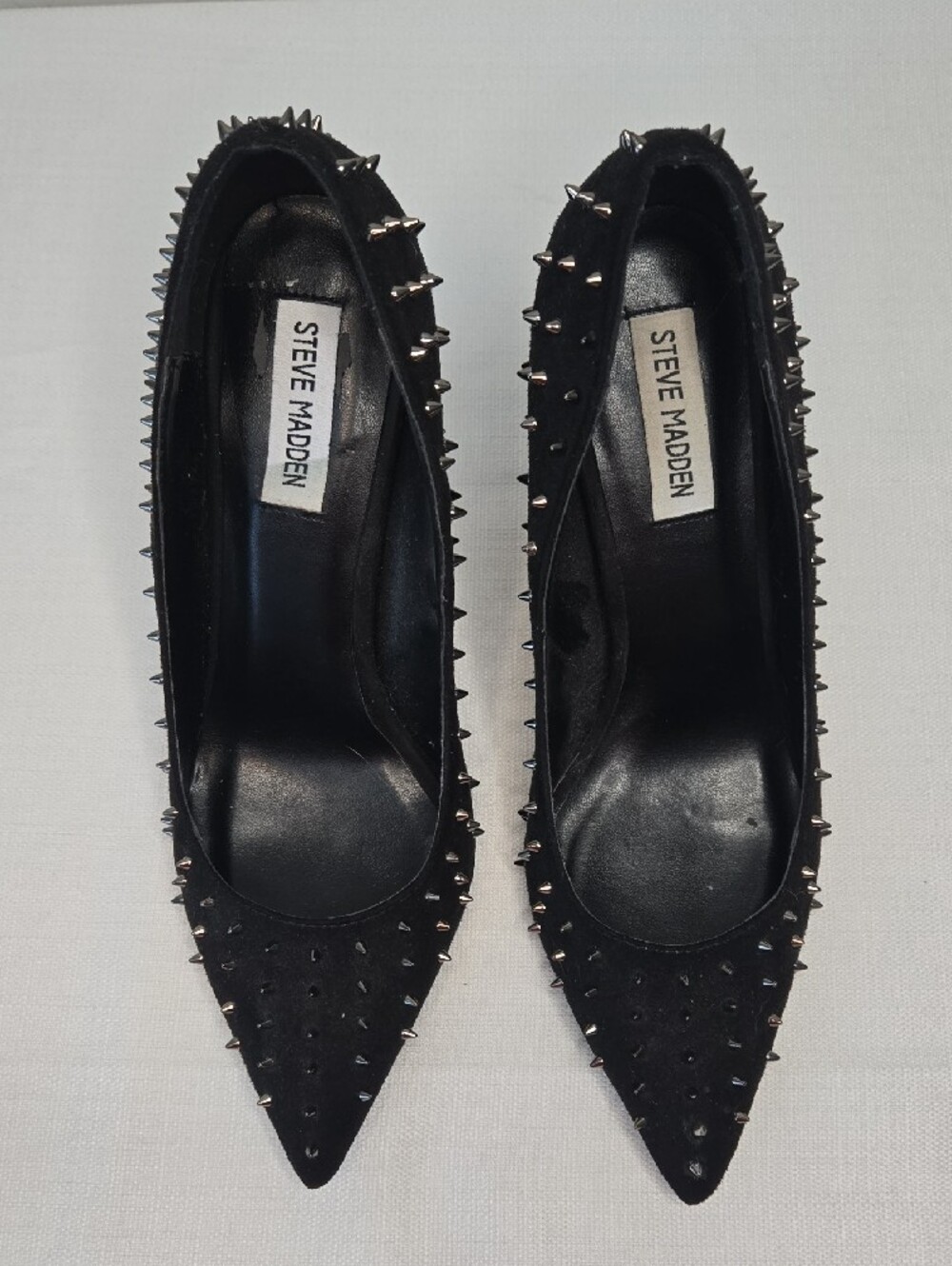 Steve Madden Black Spike-Embellished Pointed Stiletto Heels - Picture 2 of 5